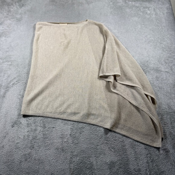 Eileen Fisher Sweaters - Eileen Fisher Poncho Wrap Women OS Tan Italian Yarn Asymmetric Knit